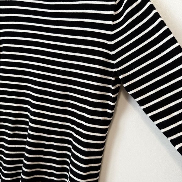 Striped Black & White Knit Dress Long Sleeves Loft Brand Womens XL - Picture 7 of 7